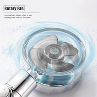 NEW Handheld Propeller Turbo Fan Hydro Jet PP Cotton Filter Shower Head Silver! Attaches to your existing hardware/hose!