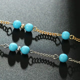 NEW Cool Fashioned Turquoise Ball Blue Aqua Beads Charm Silver Chain Anklet Bracelet