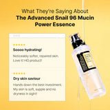 NEW Advanced Snail 96 Mucin Power Essence! Hydrates, Brightens, Smoothes Skin, Reduces appearance of dark spots and Aging!