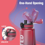 Sahara Sailor Water Bottle, 32oz Motivational Sports Water Bottle with Time Marker - Times to Drink - Tritan, BPA Free, Wide Mouth Leakproof, Fast Flow Technology with Clean Brush (1 Bottle)