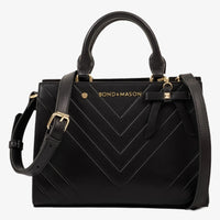 New The Sandra Handbag, handmade by Bond & Mason, Black, includes dust ruffle! Retails $208 US+