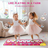 New SANMERSEN Piano Mat, 100.3cm Musical Keyboard Play Mat Electronic Music Animal Funny Play Mat, PINK