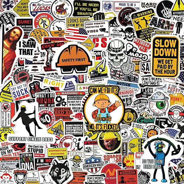 123 PCS Hard Hat Stickers (Dirty) For Tool Box, Helmet, Funny Stickers For Adults, Prank Meme Vinyl And Waterproof Decals For Mechanics, Electricians