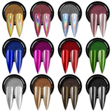 NEW Saviland 12 Jars Holographic Gold Nail Chrome Powder & applicator sticks