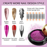 NEW Saviland 12 Jars Holographic Gold Nail Chrome Powder & applicator sticks