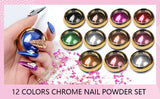 NEW Saviland 12 Jars Holographic Gold Nail Chrome Powder & applicator sticks