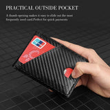 New SDFGH Man Money Clip Carbon Fiber Wallet Genuine Leather Wallet Business Credit Card ID Holders Mini Wallets for Men