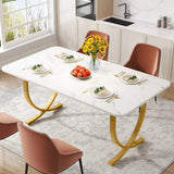 NEW FULLY ASSEMBLED Retails $309, Wayfair Julianah Faux Marble Metal Base Dining Table, Will Remove Legs For Easy Transport