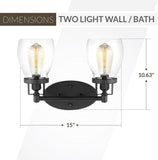 New in box! Sea Gull Lighting Belton - 15 Inch 16W 2 LED Wall Sconce, Midnight Black Finish with Clear Seeded Glass Retails $152+