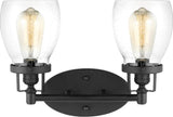 New in box! Sea Gull Lighting Belton - 15 Inch 16W 2 LED Wall Sconce, Midnight Black Finish with Clear Seeded Glass Retails $152+