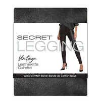 New Women's Secret Vintage Leatherette Legging 1pk Black, Sz S