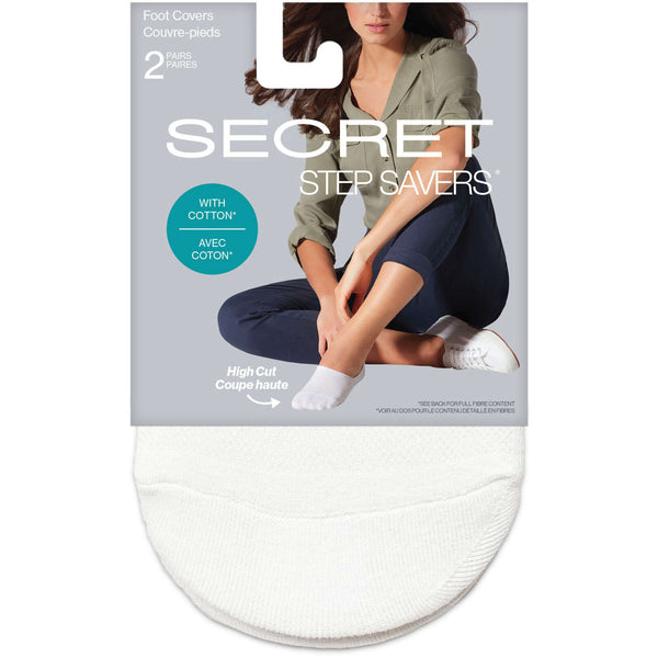 New Secret Collection Sneaker Cut Cotton Foot Covers 2 Pack - ONE SIZE White! Retails $11+