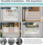 New Retractable Baby Gate Design SG021 with 2 Set of Installation parts and 3pcs of Adhesive Hooks,Dog Safety Gate Extra Wide 55"to 118"and 35" Tall for Stairs,Indoors,Outdoor,Hallways,(Grey)