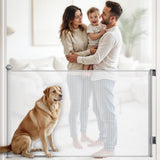 New Retractable Baby Gate Design SG021 with 2 Set of Installation parts and 3pcs of Adhesive Hooks,Dog Safety Gate Extra Wide 55"to 118"and 35" Tall for Stairs,Indoors,Outdoor,Hallways,(Grey)