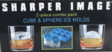 New Sharper Image Ice Molds Cube and Sphere 2-Piece Ice Cube Mold Combo Pack