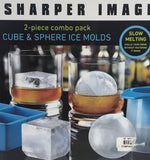 New Sharper Image Ice Molds Cube and Sphere 2-Piece Ice Cube Mold Combo Pack