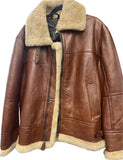 New Men's Pilot Aviator Flight Bomber Jacket in a Rich Brown Shade, faux leather & shearling lining Sz XL