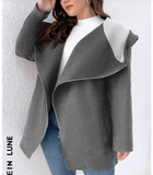 New SHEIN LUNE Plus Zip Up Split Hem Hooded Coat in Grey, Sz 4X!