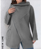 New SHEIN LUNE Plus Zip Up Split Hem Hooded Coat in Grey, Sz 4X!