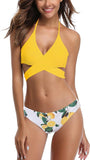 New SHEKINI Womens Bathing Suits Push Up Halter Bandage Bikini Floral Printed Swim Bottoms Two Piece Swimsuit Sz S