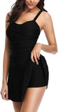 New with tags! SHEKINI Women's Sexy Deep V Cutout One Piece Swimsuit Ruched Tummy Control Swimdress Black, Sz M! Retails $65+