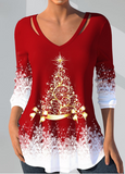 NEW Retails $70 Rosewe Christmas Print Cut Out Red T Shirt Sz L