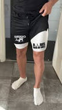 NEW Siirigo Evil Emoji Two Graphic Print Men's Gym Performance Shorts, Sz S (Fits up to 32 inch waist), Retails $54