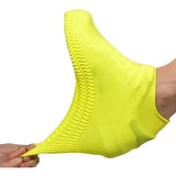 New Waterproof Silicone Shoe Covers | Reusable Not-Slip Rain Shoe Covers | Shoe Protectors Overshoes | Rain Galoshes for Kids, Men and Women, YELLOW