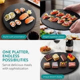 New Navaris 11 Inch Slate Plate - Food Contact Safe Black Stone - Cheese Platter Serving Charcuterie Board - Round Slate Tray Slab Plate Cheese Board