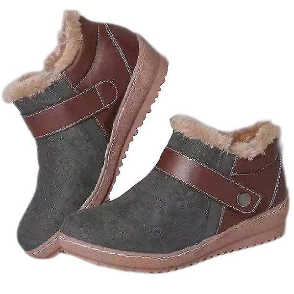 New Women Lightweight Ankle Flat Booties Round Toe Snow Boots Walking Breathable Slip On Boots Sz 10.5