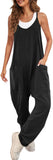 New CAIYING Jumpsuit for Women Casual Sleeveless Summer Romper Baggy Overalls with Pockets Black, Sz M