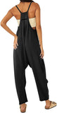 New CAIYING Jumpsuit for Women Casual Sleeveless Summer Romper Baggy Overalls with Pockets Black, Sz M