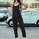 New CAIYING Jumpsuit for Women Casual Sleeveless Summer Romper Baggy Overalls with Pockets Black, Sz M