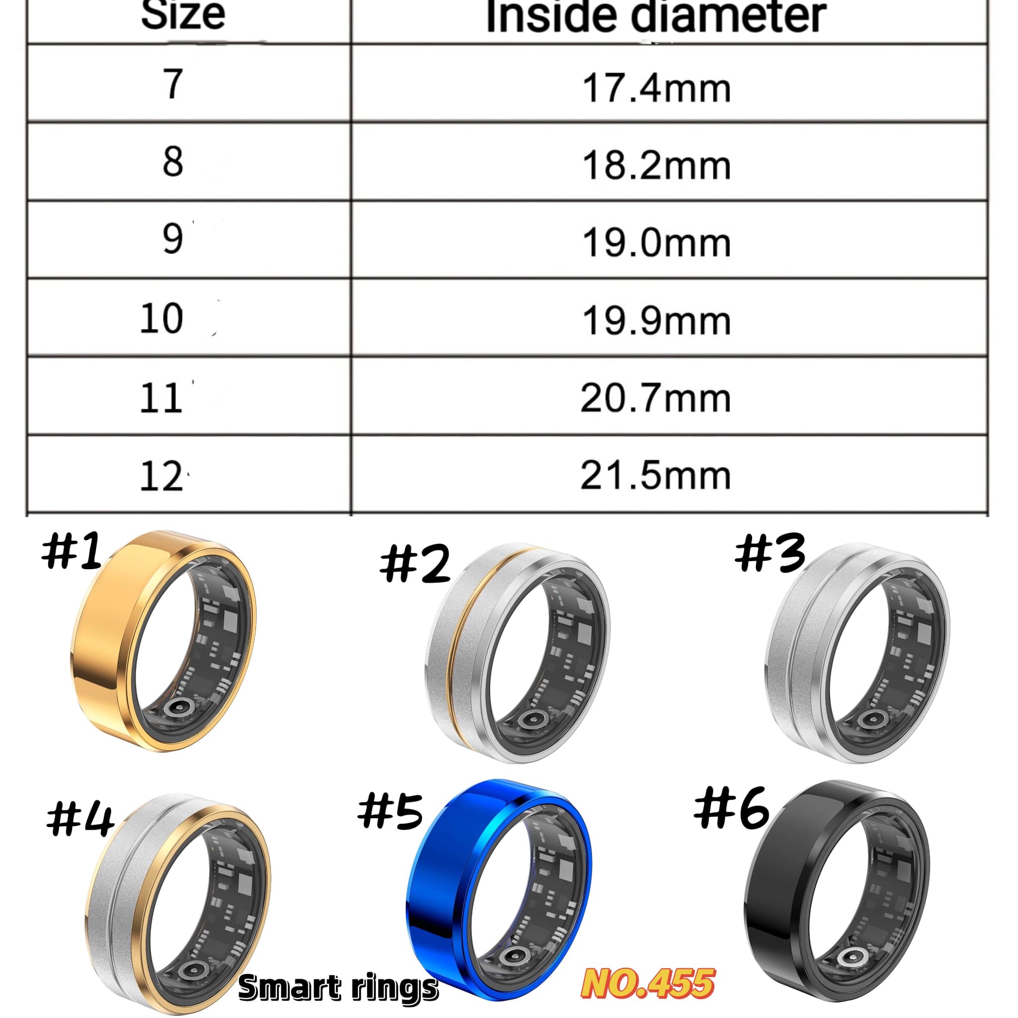 Waterproof Smart Rings, Unisex! Track your health with this ring! All Sizes, 6 colours