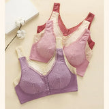 New Bras for Women - 2 Pack Snap Front Closure Bras Floral Print Lace Trim Bra Comfy Wirefree Sz 44 (XXL)