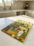 6 Piece Glass Cutting Board & Coaster Set, Snowman Theme