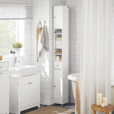 NEW Assembled, SoBuy White Bathroom Cabinet Bathroom Shelf Bathroom Tall Cabinet Cupboard Note: Has a few scuff spots from transport as shown in pics, could be touched up doesn't affect its use!