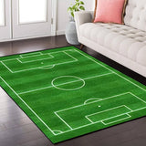 New Area Rug Soccer Field Football Stadium Green Grass Painted line Sport Play Non-Slip Soft Carpet Floor Mat Indoor Outdoor Runner Rugs Yoga Mat Home Decor for Living Room Bedroom, 47''x63''