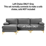 New in box! Amanda Modern Velvet Left Chaise with Gold Legs, Grey