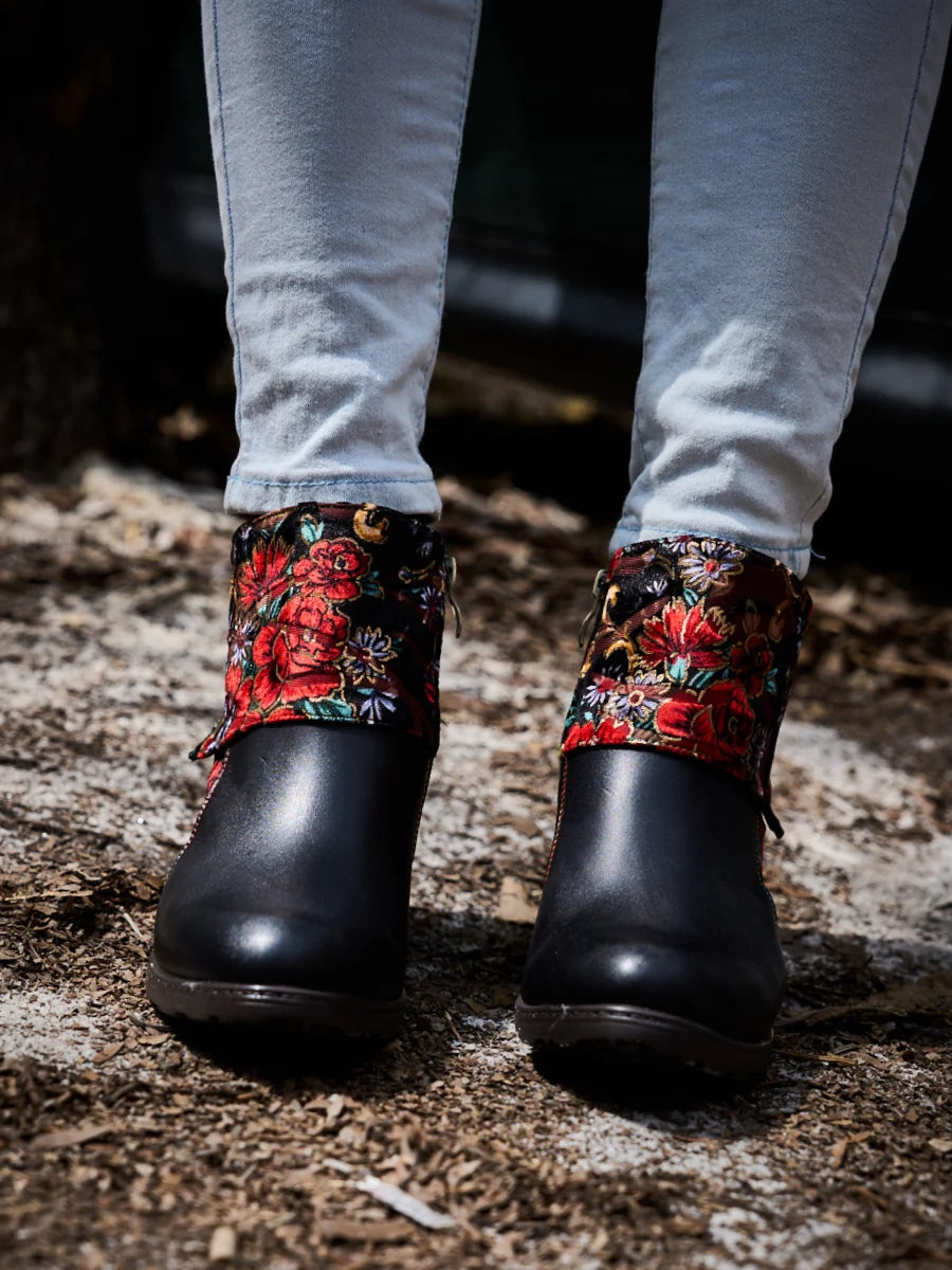 New Retails $206+ Soffia | Miena Floral Jacquard Leather Ankle Boots Sz 7