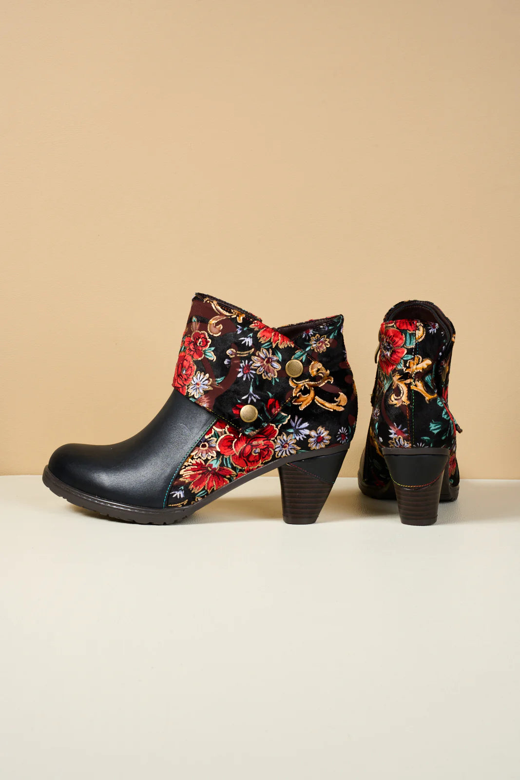 New Retails $206+ Soffia | Miena Floral Jacquard Leather Ankle Boots Sz 7