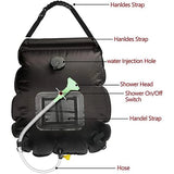 NEW Solar Powered Shower Bag Solar Heated Ideal for Travel and Hiking with On Off Nozzle 20L