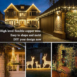 New Solar String Lights, 4 Pack 55Ft 150 LED Solar Fairy Lights, 8 Modes Waterproof Outdoor Christmas Lights, Copper Wire Solar Powered Patio Lights for Garden, Tree, Home, Trees Decor (Warm White)