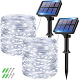 New btfarm 2 Pack Solar String Lights Outdoor Waterproof, Total 66FT 200 LED Solar Fairy Lights, 8 Lighting Modes for Patio Yard Tree Garden Wedding Decor, Cool White