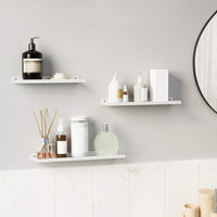 New SONGMICS Set of 3 Wall Shelves, Metal Floating Shelves, Wall-Mounted Shelving, White