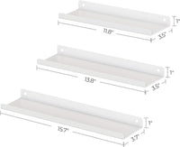 New SONGMICS Set of 3 Wall Shelves, Metal Floating Shelves, Wall-Mounted Shelving, White