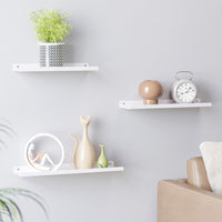 New SONGMICS Set of 3 Wall Shelves, Metal Floating Shelves, Wall-Mounted Shelving, White