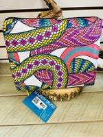 New Sonia Kashuk Beauty Organizer Travel Bag, 3 Pieces Vivid Snake Print on silk like material