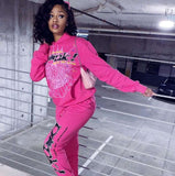New Unisex Adult Sopula Y2k Spider Worldwide Graphic Punk Hoodie Sweatsuit, Pink, Sz M Unbranded