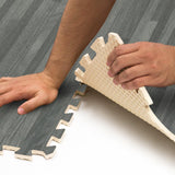 NEW SORBUS Interlocking Floor Mat - Grey Wood Print, 24 Pieces 12" X 12" covers approx 24 Sq. Ft. Retails $158+